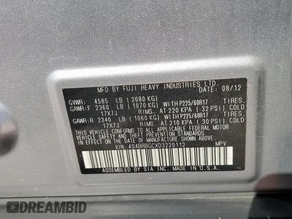 ✅ 2013 Subaru Outback Premium • VIN: 4S4BRBGCXD3220112 • Лот: 90071555. Опубликован ранее на Copart с пробегом 140 984 миль. Бесплатный доступ к архиву аукционных продаж из США и подробный отчёт об истории автомобиля на DreamBid. Изображение 13.