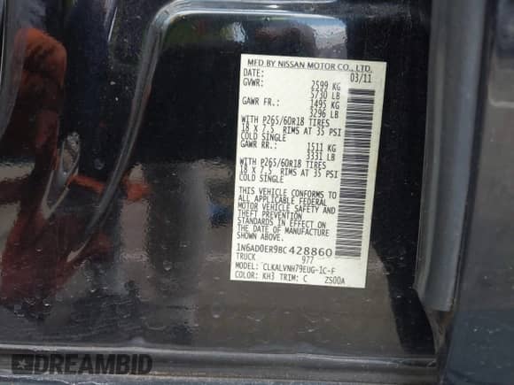 2011 Nissan Frontier SV с VIN 1N6AD0ER9BC428860, выставлен на аукционе IAAI как лот 43109901 с пробегом 170 182 миль миль и . История ставок и продаж доступна на DreamBid. Изображение 9.