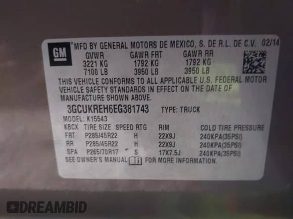 2014 Chevrolet Silverado 1500 LT with VIN 3GCUKREH6EG381743, listed as a IAAI auction lot 41583823 with 141,671 mi miles and . Bid and sale history available at DreamBid. Image 9.