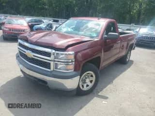 2014 Chevrolet Silverado 1500 Work Truck z VIN 1GCNKPECXEZ227503, wystawiony jako Copart lot #64451405 z przebiegiem 105 432 mil mil oraz Szkoda całkowita • Salvage title. Historia ofert i sprzedaży dostępna na DreamBid. Obrazek 1.