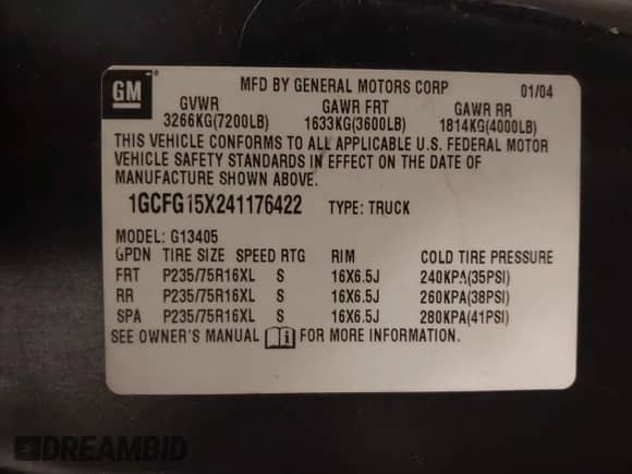 2004 Chevrolet Express Cargo with VIN 1GCFG15X241176422, listed as a IAAI auction lot 42227499 with 270,000 mi miles and . Bid and sale history available at DreamBid. Image 9.