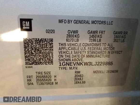 2020 Chevrolet Traverse High Country с VIN 1GNEVNKW3LJ229865, выставлен на аукционе Copart как лот 71101324 с пробегом 60 446 миль миль и На запчасти • Non repairable. История ставок и продаж доступна на DreamBid. Изображение 15.