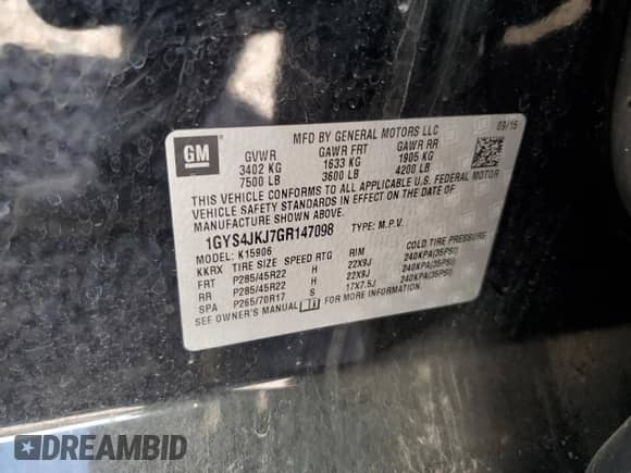 2016 Cadillac Escalade ESV Premium Collection с VIN 1GYS4JKJ7GR147098, выставлен на аукционе Copart как лот 65964745 с пробегом 137 328 миль миль и Списание • Salvage title. История ставок и продаж доступна на DreamBid. Изображение 13.