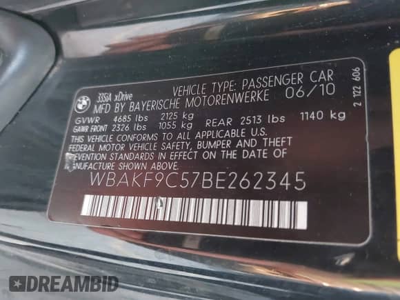 2011 BMW 3 Series 335i xDrive z VIN WBAKF9C57BE262345, wystawiony jako IAAI lot #43428669 z przebiegiem 127 610 mil mil oraz . Historia ofert i sprzedaży dostępna na DreamBid. Obrazek 9.