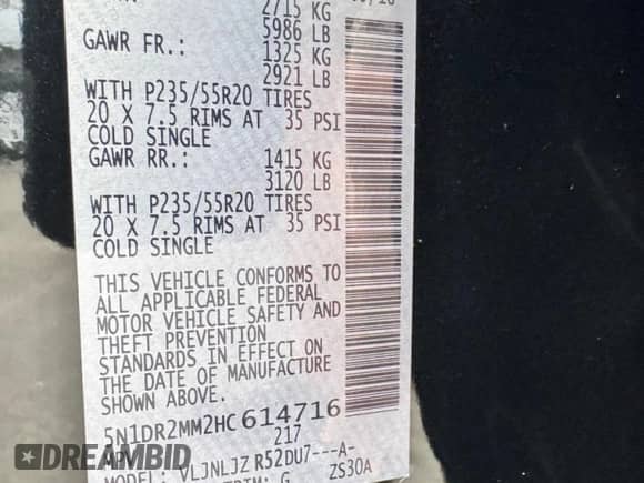 2017 Nissan Pathfinder S с VIN 5N1DR2MM2HC614716, выставлен на аукционе Copart как лот 85944465 с пробегом 131 106 миль миль и Чистый • Clean title. История ставок и продаж доступна на DreamBid. Изображение 10.