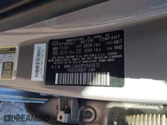 2023 Hyundai Elantra SE с VIN KMHLL4AG3PU545972, выставлен на аукционе IAAI как лот 42727035 с пробегом 18 183 миль миль и . История ставок и продаж доступна на DreamBid. Изображение 9.