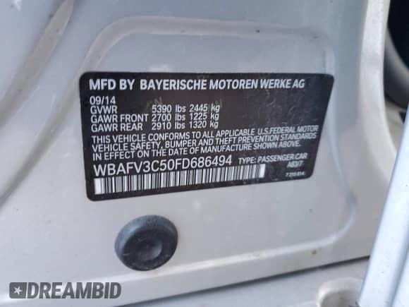 2015 BMW 5 Series 535d xDrive z VIN WBAFV3C50FD686494, wystawiony jako Copart lot #45601615 z przebiegiem 128 181 mil mil oraz Szkoda całkowita • Salvage title. Historia ofert i sprzedaży dostępna na DreamBid. Obrazek 13.