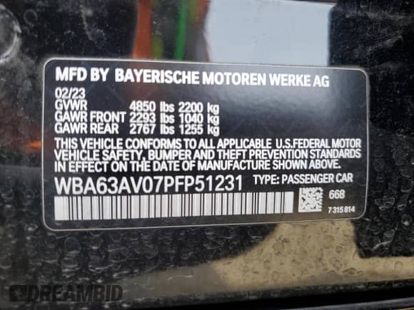 2023 BMW 4 Series 430i z VIN WBA63AV07PFP51231, wystawiony jako Copart lot #51990625 z przebiegiem 13 960 mil mil oraz Szkoda całkowita • Salvage title. Historia ofert i sprzedaży dostępna na DreamBid. Obrazek 12.