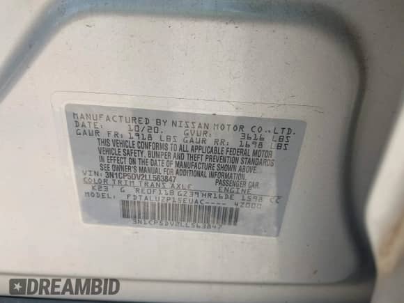 2020 Nissan Kicks SR z VIN 3N1CP5DV2LL563847, wystawiony jako IAAI lot #42906965 z przebiegiem 92 960 mil mil oraz . Historia ofert i sprzedaży dostępna na DreamBid. Obrazek 9.