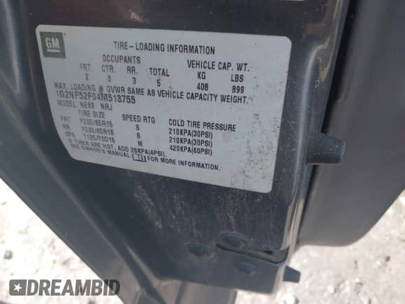 2004 Pontiac Grand Am SE1 with VIN 1G2NF52F04M513755, listed as a IAAI auction lot 41600613 with Not provided miles and . Bid and sale history available at DreamBid. Image 9.