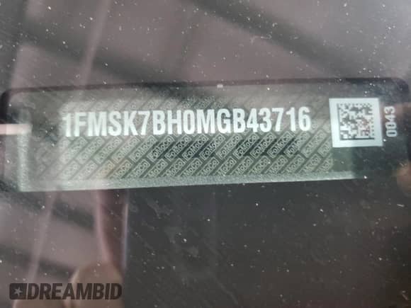 2021 Ford Explorer z VIN 1FMSK7BH0MGB43716, wystawiony jako Copart lot #61924685 z przebiegiem 105 081 mil mil oraz Szkoda całkowita • Salvage title. Historia ofert i sprzedaży dostępna na DreamBid. Obrazek 13.