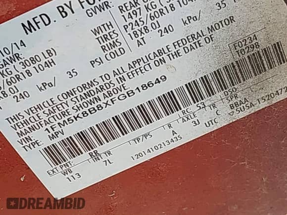 2015 Ford Explorer с VIN 1FM5K8B8XFGB18649, выставлен на аукционе IAAI как лот 43212748 с пробегом 141 000 миль миль и . История ставок и продаж доступна на DreamBid. Изображение 9.