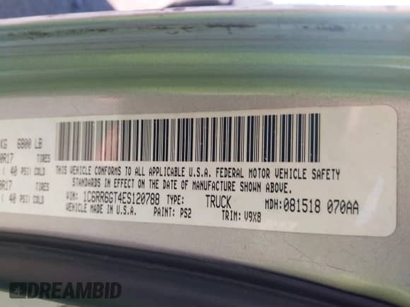 2014 Ram 1500 Big Horn z VIN 1C6RR6GT4ES120788, wystawiony jako IAAI lot #43279713 z przebiegiem 145 985 mil mil oraz . Historia ofert i sprzedaży dostępna na DreamBid. Obrazek 9.