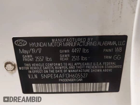 2018 Hyundai Sonata Limited with VIN 5NPE34AF1JH605527, listed as a IAAI auction lot 41979273 with 100,652 mi miles and . Bid and sale history available at DreamBid. Image 9.