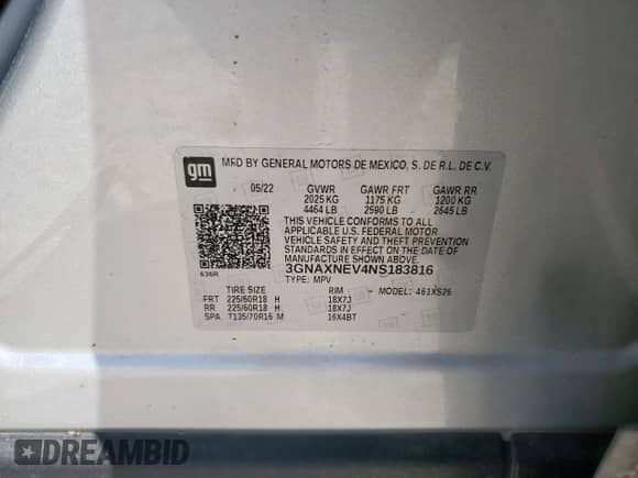 2022 Chevrolet Equinox Premier z VIN 3GNAXNEV4NS183816, wystawiony jako Copart lot #71601915 z przebiegiem 81 977 mil mil oraz Czysty tytuł • Clean title. Historia ofert i sprzedaży dostępna na DreamBid. Obrazek 13.