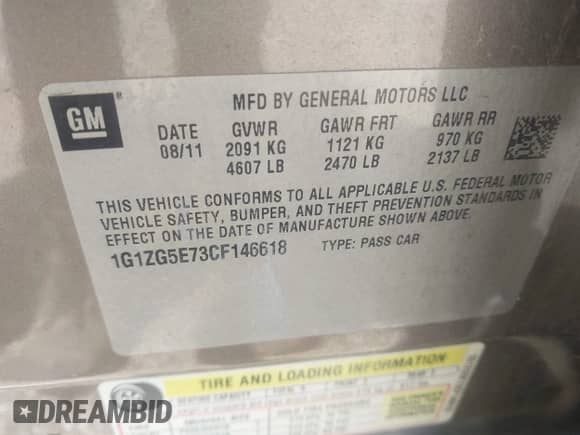 2012 Chevrolet Malibu LTZ z VIN 1G1ZG5E73CF146618, wystawiony jako IAAI lot #42333042 z przebiegiem 192 772 mil mil oraz . Historia ofert i sprzedaży dostępna na DreamBid. Obrazek 9.