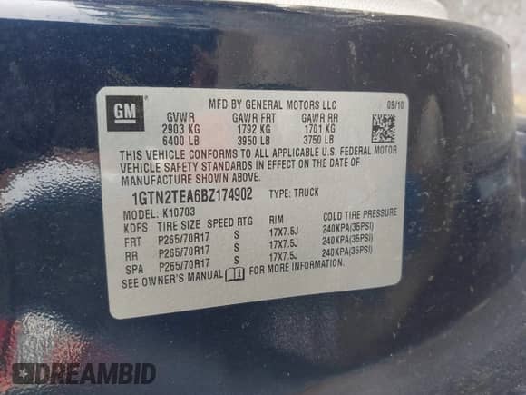 2011 GMC Sierra 1500 Work Truck z VIN 1GTN2TEA6BZ174902, wystawiony jako IAAI lot #42966465 z przebiegiem 125 985 mil mil oraz . Historia ofert i sprzedaży dostępna na DreamBid. Obrazek 9.