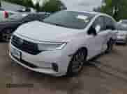 2023 Honda Odyssey EX-L with VIN 5FNRL6H6XPB055979, listed as a IAAI auction lot 42443479 with 61,873 mi miles and . Bid and sale history available at DreamBid. Image 2.