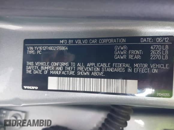 2013 Volvo S60 T5 с VIN YV1612FH8D2176864, выставлен на аукционе IAAI как лот 41876937 с пробегом 208 435 миль миль и . История ставок и продаж доступна на DreamBid. Изображение 9.
