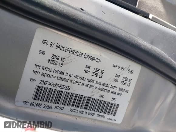 2007 Dodge Magnum with VIN 2D4FV47V87H622228, listed as a IAAI auction lot 41606045 with 264,622 mi miles and . Bid and sale history available at DreamBid. Image 9.