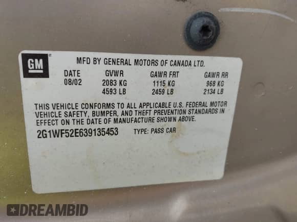 2003 Chevrolet Impala z VIN 2G1WF52E639135453, wystawiony jako IAAI lot #42888807 z przebiegiem 97 680 mil mil oraz . Historia ofert i sprzedaży dostępna na DreamBid. Obrazek 9.