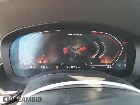 2020 BMW 5 Series M550i xDrive with VIN WBAJS7C02LBN96544, listed as a Copart auction lot 64272345 with 42,734 mi miles and Salvage title. Bid and sale history available at DreamBid. Image 9.