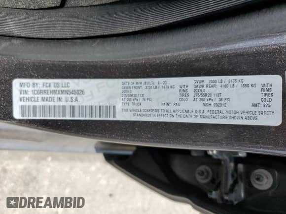 2021 Ram 1500 Limited z VIN 1C6RREHMXMN545026, wystawiony jako Copart lot #68546524 z przebiegiem 105 278 mil mil oraz Szkoda całkowita • Salvage title. Historia ofert i sprzedaży dostępna na DreamBid. Obrazek 12.