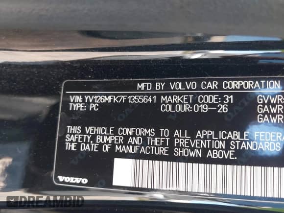 2015 Volvo S60 T5 Drive-E Premier with VIN YV126MFK7F1355641, listed as a IAAI auction lot 43102167 with 166,406 mi miles and . Bid and sale history available at DreamBid. Image 9.