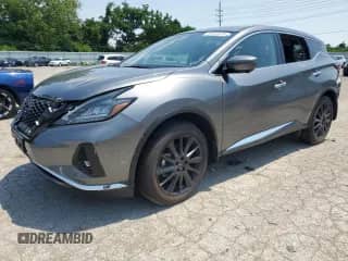 2024 Nissan Murano SL with VIN 5N1AZ2CJ1RC100593, listed as a Copart auction lot 60044075 with 15,125 mi miles and Salvage title. Bid and sale history available at DreamBid. Image 1.