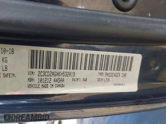 2019 Dodge Challenger SXT с VIN 2C3CDZAGXKH532019, выставлен на аукционе IAAI как лот 43369384 с пробегом 111 218 миль миль и . История ставок и продаж доступна на DreamBid. Изображение 9.