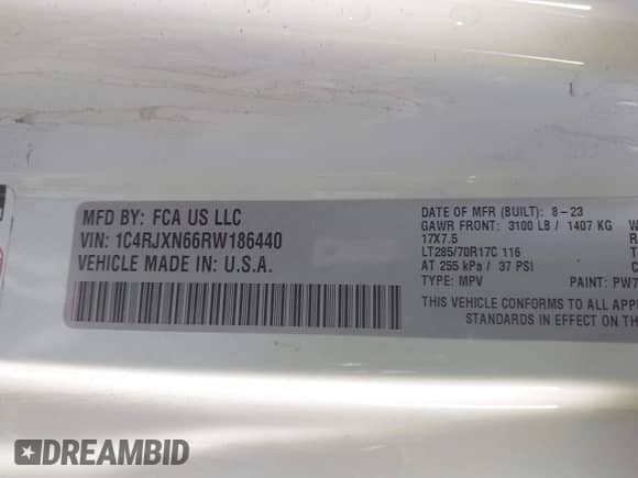 2024 Jeep Wrangler Sport S with VIN 1C4RJXN66RW186440, listed as a IAAI auction lot 41520411 with Not provided miles and . Bid and sale history available at DreamBid. Image 9.
