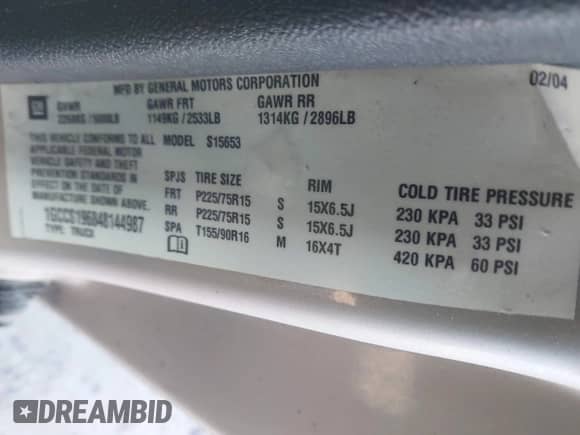 2004 Chevrolet Colorado Z71 z VIN 1GCCS196848144987, wystawiony jako IAAI lot #43534736 z przebiegiem 115 630 mil mil oraz . Historia ofert i sprzedaży dostępna na DreamBid. Obrazek 9.