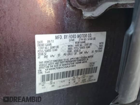 2012 Ford Explorer XLT z VIN 1FMHK7D81CGA31951, wystawiony jako Copart lot #80543285 z przebiegiem 187 296 mil mil oraz Szkoda całkowita • Salvage title. Historia ofert i sprzedaży dostępna na DreamBid. Obrazek 13.