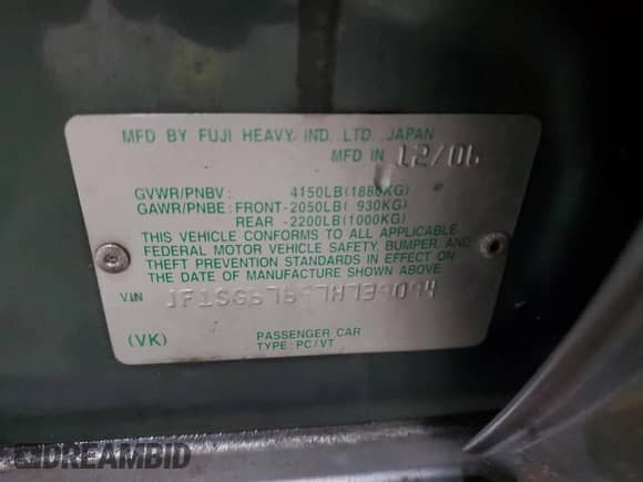 2007 Subaru Forester X L.L. Bean with VIN JF1SG67697H739094, listed as a Copart auction lot 58479625 with 249,539 mi miles and Salvage title. Bid and sale history available at DreamBid. Image 12.