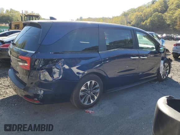 2024 Honda Odyssey EX-L z VIN 5FNRL6H62RB056630, wystawiony jako Copart lot #85677015 z przebiegiem 6 149 mil mil oraz Szkoda całkowita • Salvage title. Historia ofert i sprzedaży dostępna na DreamBid. Obrazek 3.