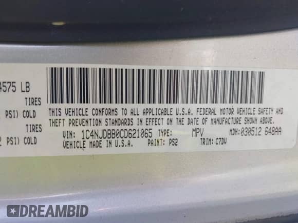 2012 Jeep Compass Sport z VIN 1C4NJDBB0CD621065, wystawiony jako IAAI lot #43342091 z przebiegiem 166 081 mil mil oraz . Historia ofert i sprzedaży dostępna na DreamBid. Obrazek 9.