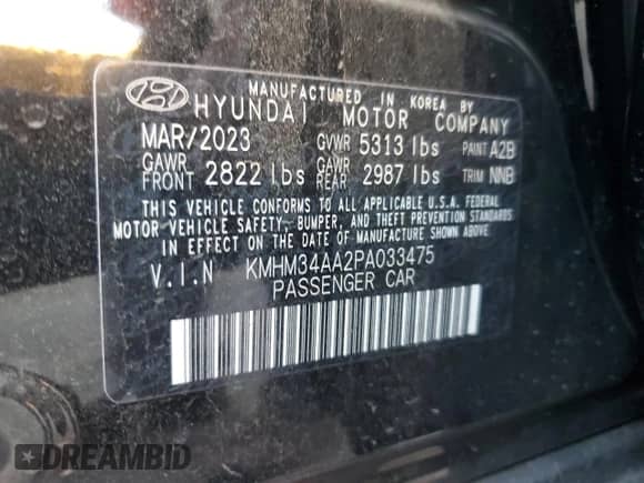 2023 Hyundai Ioniq 6 SEL с VIN KMHM34AA2PA033475, выставлен на аукционе Copart как лот 81663134 с пробегом 16 151 миль миль и Списание • Salvage title. История ставок и продаж доступна на DreamBid. Изображение 13.