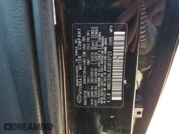 2018 Hyundai Tucson Sport с VIN KM8J33AL8JU819723, выставлен на аукционе Copart как лот 45836125 с пробегом 103 721 миль миль и Списание • Salvage title. История ставок и продаж доступна на DreamBid. Изображение 16.