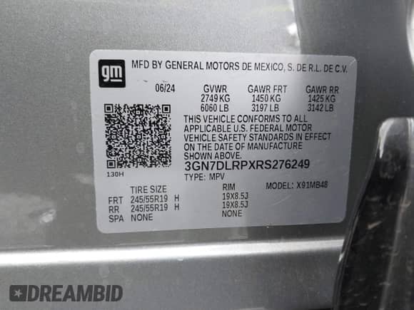2024 Chevrolet Equinox EV LT с VIN 3GN7DLRPXRS276249, выставлен на аукционе IAAI как лот 43007471 с пробегом 5 607 миль миль и . История ставок и продаж доступна на DreamBid. Изображение 9.