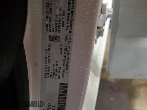 2024 Ram 1500 Tradesman with VIN 1C6SRECG2RN179167, listed as a Copart auction lot 69183415 with 30,387 mi miles and Salvage title. Bid and sale history available at DreamBid. Image 12.