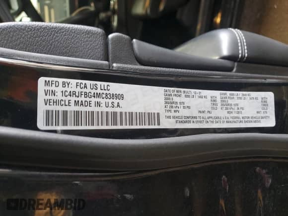2021 Jeep Grand Cherokee Limited with VIN 1C4RJFBG4MC838909, listed as a Copart auction lot 62732155 with 37,312 mi miles and Salvage title. Bid and sale history available at DreamBid. Image 13.