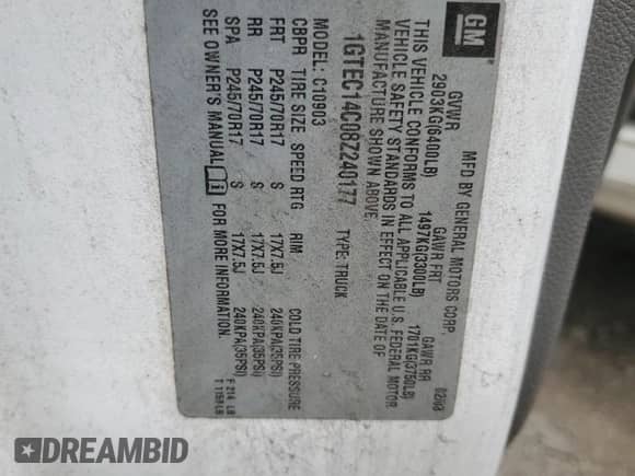 2008 GMC Sierra 1500 Work Truck с VIN 1GTEC14C08Z240177, выставлен на аукционе Copart как лот 60780275 с пробегом 312 518 миль миль и Списание • Salvage title. История ставок и продаж доступна на DreamBid. Изображение 12.