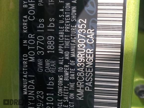 2024 Hyundai Venue SEL z VIN KMHRC8A39RU307352, wystawiony jako Copart lot #55145674 z przebiegiem 2 532 mil mil oraz Szkoda całkowita • Salvage title. Historia ofert i sprzedaży dostępna na DreamBid. Obrazek 12.