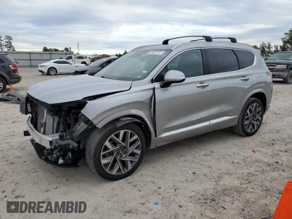2022 Hyundai Santa Fe Calligraphy with VIN 5NMS54AL4NH411449, listed as a Copart auction lot 68026772 with 21,615 mi miles and . Bid and sale history available at DreamBid. Image 1.