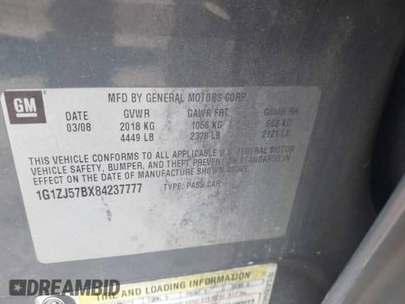 2008 Chevrolet Malibu 2LT с VIN 1G1ZJ57BX84237777, выставлен на аукционе IAAI как лот 42487791 с пробегом 264 686 миль миль и . История ставок и продаж доступна на DreamBid. Изображение 9.