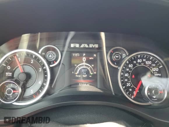 2021 Ram 1500 Big Horn with VIN 1C6RREFM6MN814934, listed as a Copart auction lot 57633925 with 57,154 mi miles and Salvage title. Bid and sale history available at DreamBid. Image 9.