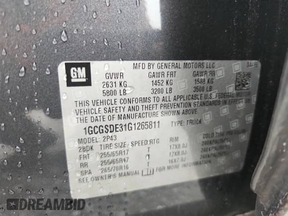 2016 Chevrolet Colorado 2WD Z71 с VIN 1GCGSDE31G1265811, выставлен на аукционе Copart как лот 62693485 с пробегом 127 232 миль миль и Списание • Salvage title. История ставок и продаж доступна на DreamBid. Изображение 12.