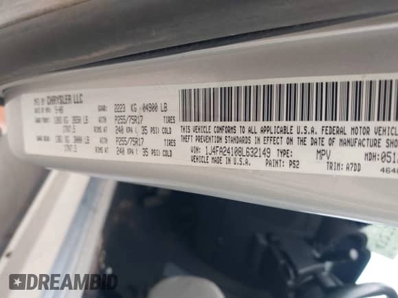 2008 Jeep Wrangler X z VIN 1J4FA24108L632149, wystawiony jako IAAI lot #43272246 z przebiegiem 122 596 mil mil oraz . Historia ofert i sprzedaży dostępna na DreamBid. Obrazek 9.