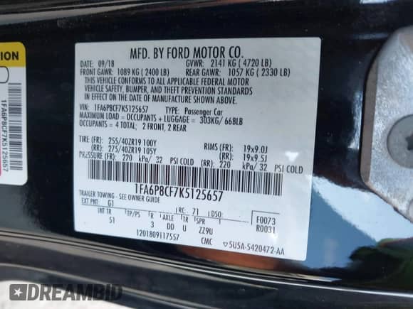 2019 Ford Mustang GT z VIN 1FA6P8CF7K5125657, wystawiony jako IAAI lot #43066928 z przebiegiem 88 816 mil mil oraz . Historia ofert i sprzedaży dostępna na DreamBid. Obrazek 9.