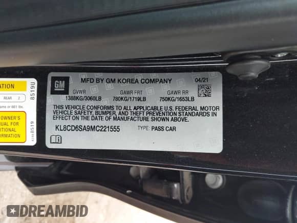 2021 Chevrolet Spark 1LT с VIN KL8CD6SA9MC221555, выставлен на аукционе IAAI как лот 42679008 с пробегом 79 903 миль миль и . История ставок и продаж доступна на DreamBid. Изображение 9.
